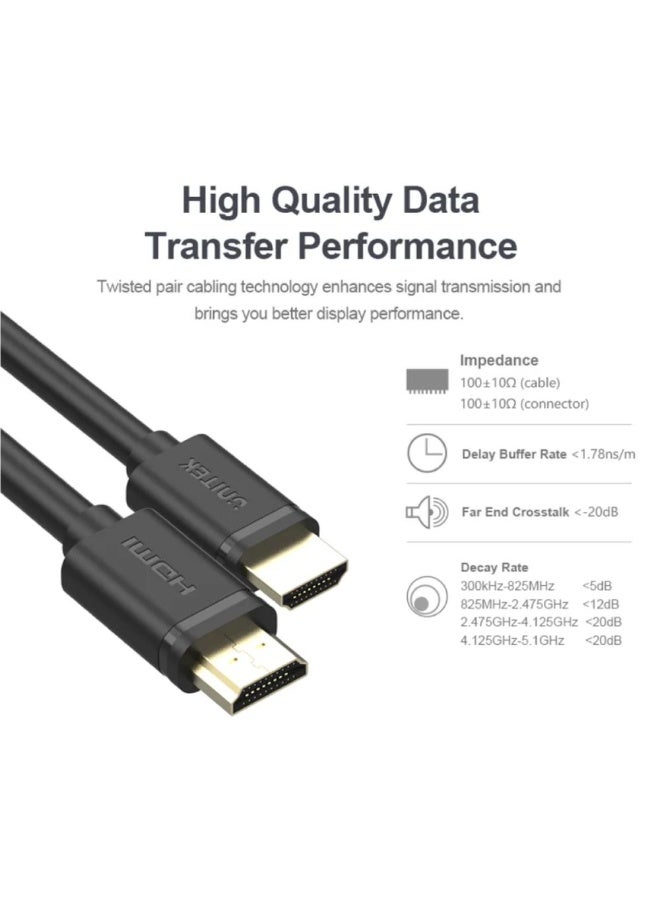 Unitek 4K HDMI Cable 5 Meters, High-Speed HDMI 2.0 Cable with 4K@60Hz, HDR, 3D, Gold-Plated Connectors, Compatible with TV, Monitor, Projector, PS5, Xbox, and More – Black - Image 5