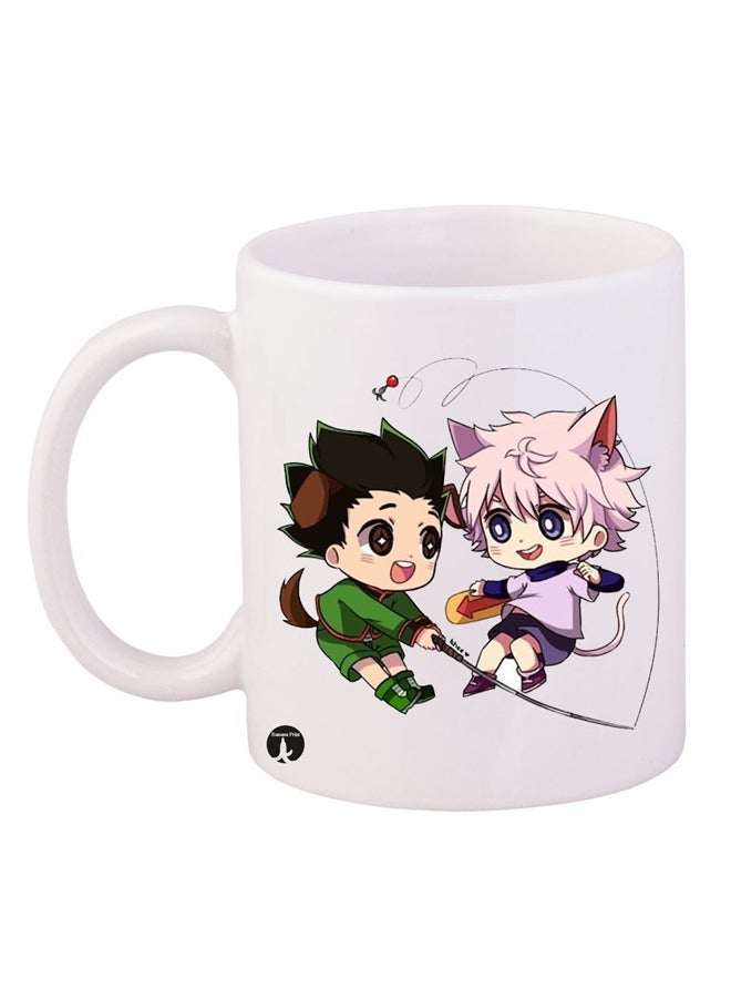 RYN Hunter X Hunter Anime Printed Coffee Mug White/Green/Pink 12ounce