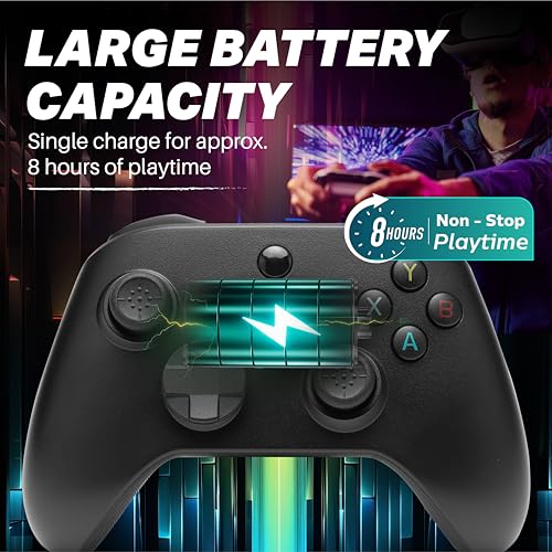 NITHO SMART 2 Wireless Controller for Switch, PC, Android & iOS | Gaming Gamepad with Hall Effect Trigger & Stick, Adjustable Turbo & Vibration, 6-Axis Motion Sensor, Programmable Buttons - Black - Image 4