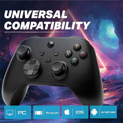 NITHO SMART 2 Wireless Controller for Switch, PC, Android & iOS | Gaming Gamepad with Hall Effect Trigger & Stick, Adjustable Turbo & Vibration, 6-Axis Motion Sensor, Programmable Buttons - Black - Image 3