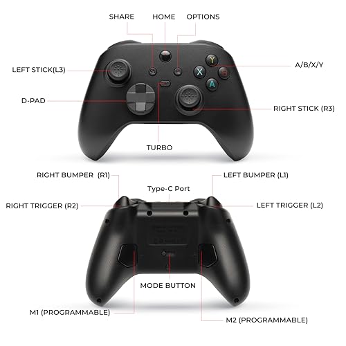 NITHO SMART 2 Wireless Controller for Switch, PC, Android & iOS | Gaming Gamepad with Hall Effect Trigger & Stick, Adjustable Turbo & Vibration, 6-Axis Motion Sensor, Programmable Buttons - Black - Image 2