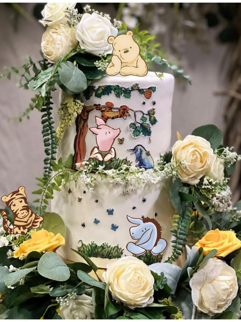 32 SPIRITS 16PCS Vintage Winnie Centerpieces Baby Shower Decorations Table Center Pieces Table Toppers On Stick Cute Cutouts for Pooh Birthday Supplies Party Decor - Image 4