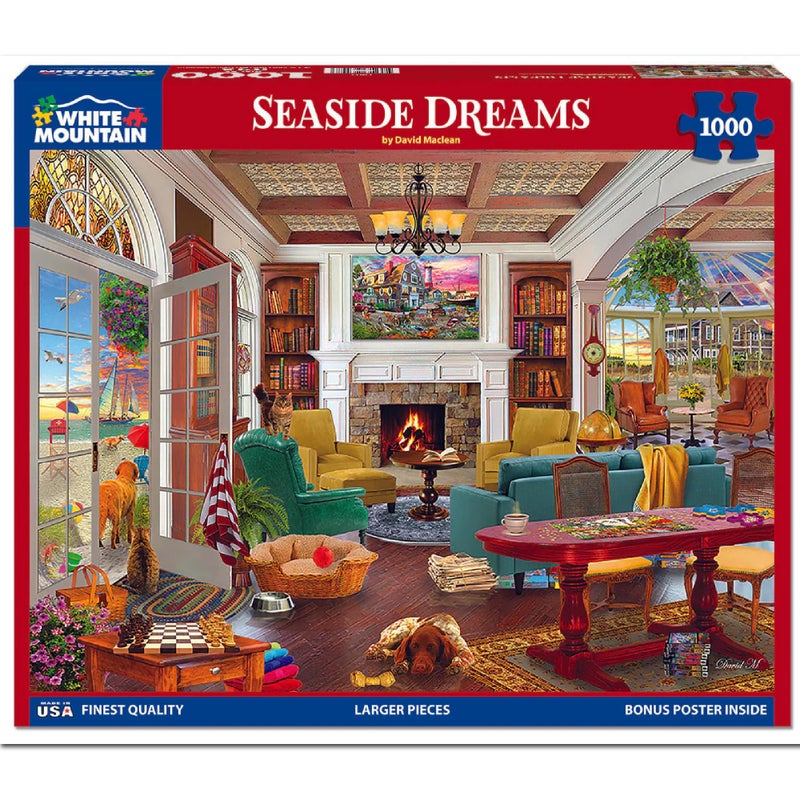 White Mountain 1000 Piece Jigsaw Puzzle Cozy Beach House Puzzles with Large Pieces for Adults and Family 24"x30" - Seaside Dreams - Image 2