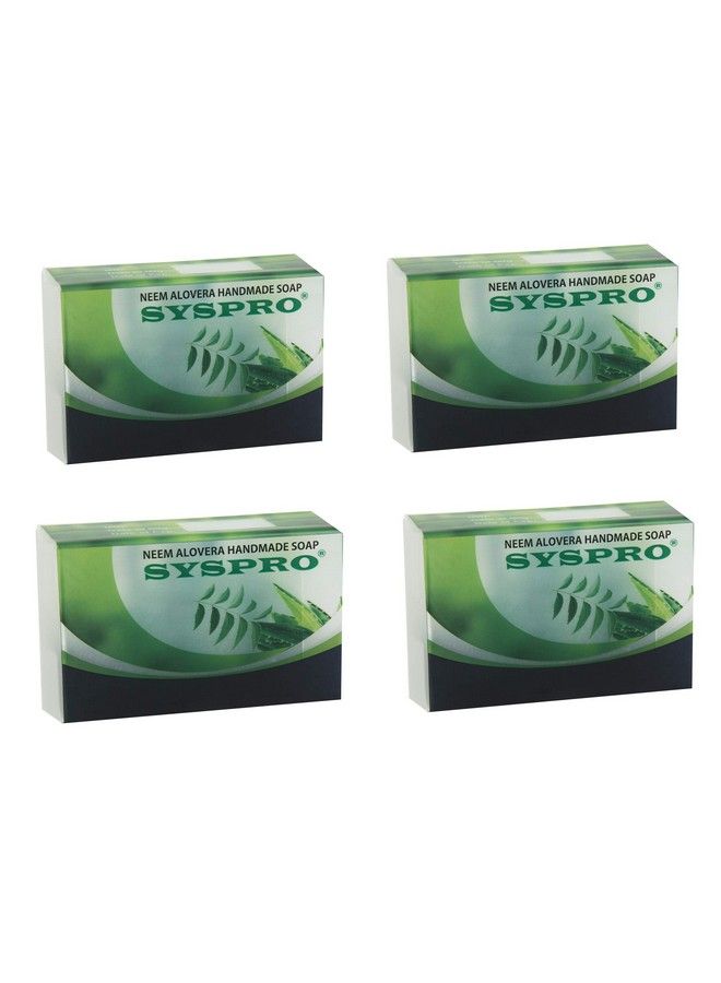 SYSPRO Neem Aloe Vera Soap For Acne Pimples Glowing Skin Handmade & Natural Anti Bacterial Bath And Shower Soap (75 G Each) Combo Of 4 " - Image 1