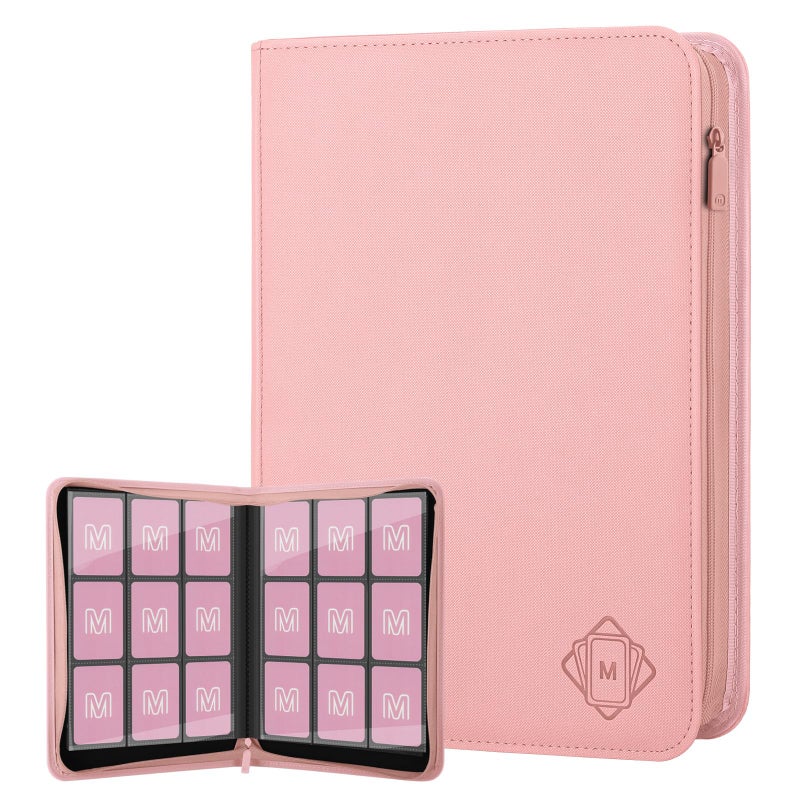 MOSLA Trading Card Binder with 9 Side Loading Pocket Card Album Hold Up to 540 Cards PU Card Collection Binder, Collectible Albums Card Folder for MTG, TCG, Sports Cardsï¼ˆ9-Pinkï¼‰ - Image 1