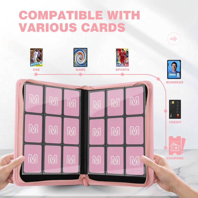 MOSLA Trading Card Binder with 9 Side Loading Pocket Card Album Hold Up to 540 Cards PU Card Collection Binder, Collectible Albums Card Folder for MTG, TCG, Sports Cardsï¼ˆ9-Pinkï¼‰ - Image 2