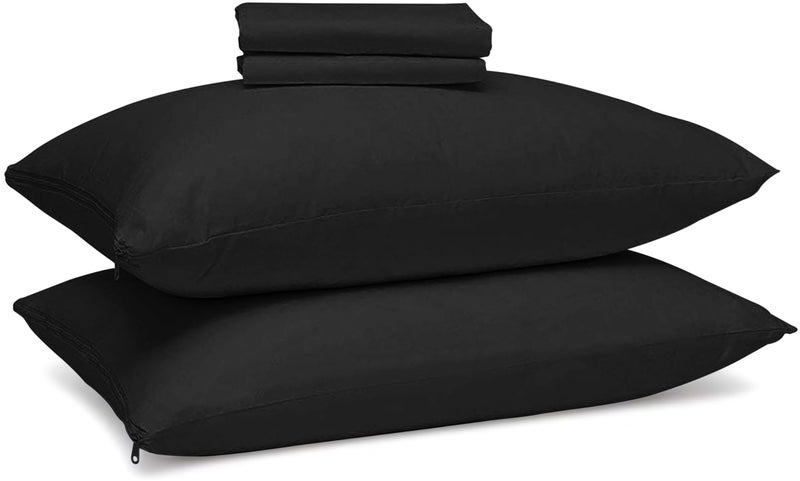 CirclesHome Pillow Protectors 2 Pack King Zippered - 100% Cotton Breathable Pillowcases - Protects Pillows from Dirt  Dust and Debris (King - Set of 2-20x36) - Image 1