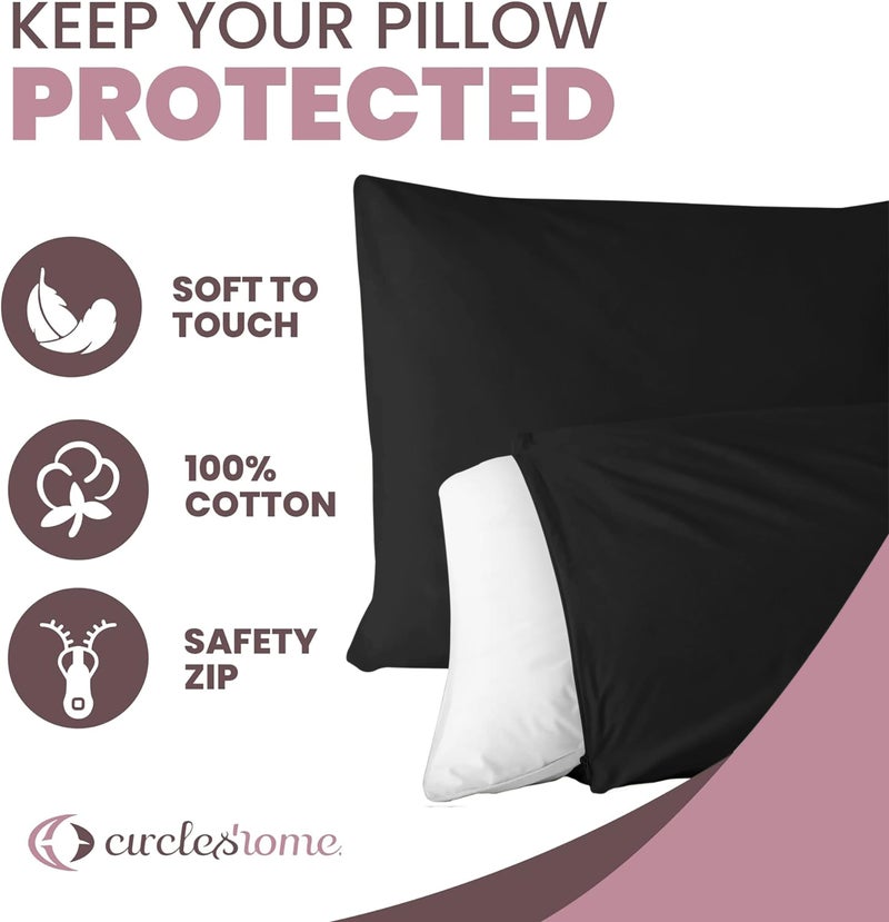 CirclesHome Pillow Protectors 2 Pack King Zippered - 100% Cotton Breathable Pillowcases - Protects Pillows from Dirt  Dust and Debris (King - Set of 2-20x36) - Image 3