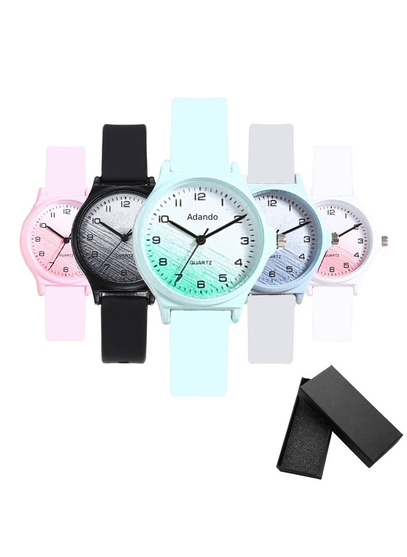 Adando Adando Kids Analog Watch Waterproof Wrist Watch Quartz Minimalist Watches with Soft Band Silicone Strap Learning Time Children Watch Easy to Read for Girls Boys Children Teenagers Birthday Gifts  - Image 1