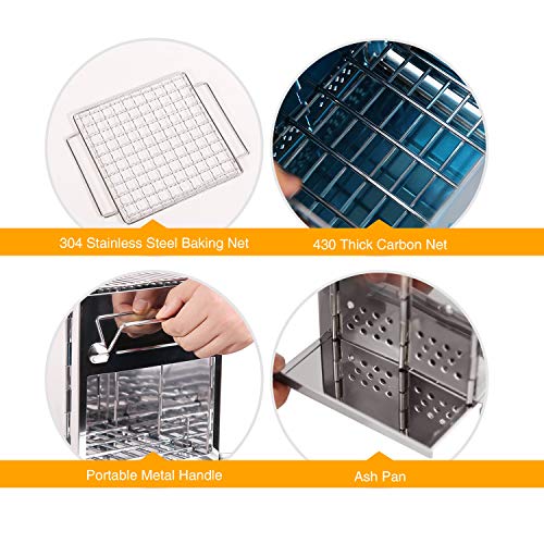 CAMPMAX Portable Folding Camping Wood Stove for Outdoor Cooking, Sturdy Lightweight 304 Stainless Steel Wood Burning Camp Stove with Grill for Backpacking BBQ Small/Large (Small) - Image 5