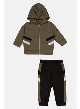 Toddlers Boy 2 Pcs Brand Logo Jacket And Pants Set, Olive