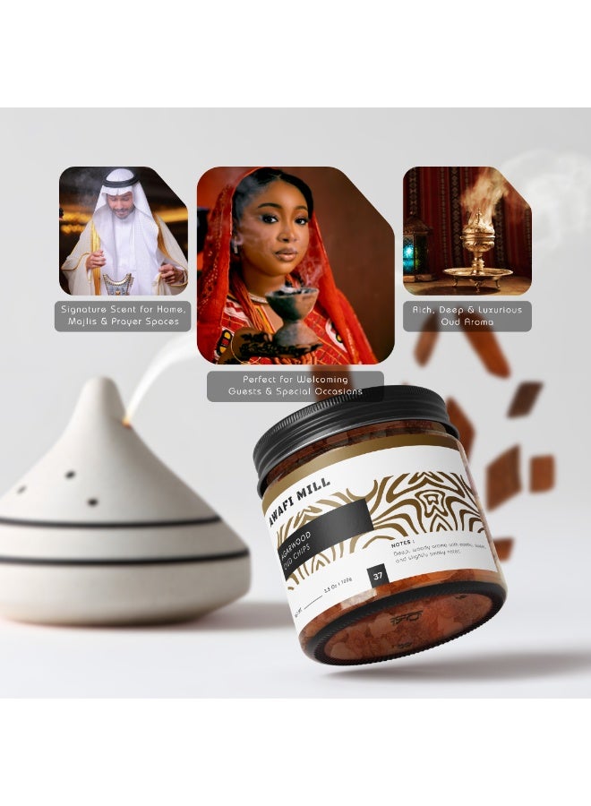 أباميك رقائق عود (خشب العود) من أوافي ميل 100 غرام (3.5 أونصة) | خشب البخور أكيلاريا/جيرينوبس لمباخر الفحم والبخور - Image 2