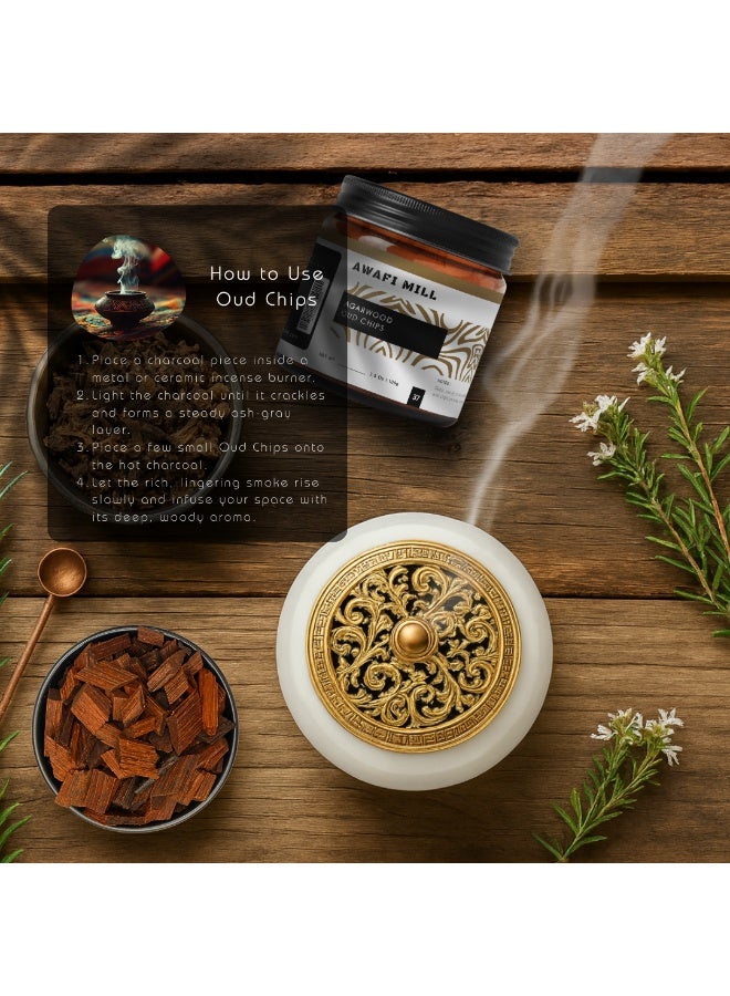 أباميك رقائق عود (خشب العود) من أوافي ميل 100 غرام (3.5 أونصة) | خشب البخور أكيلاريا/جيرينوبس لمباخر الفحم والبخور - Image 5