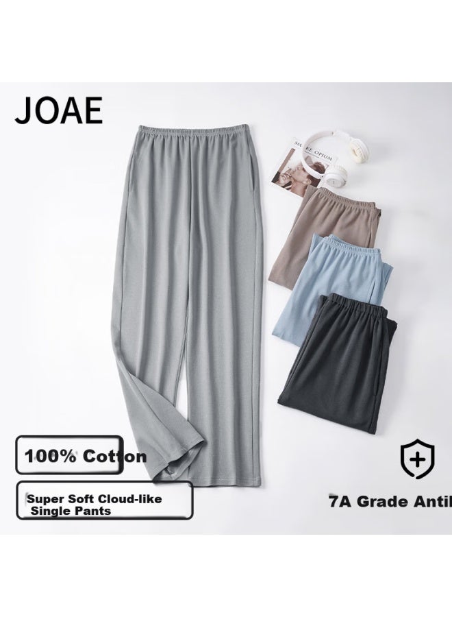 Joae Men's Spring And Summer Long Pants 100% Pure Cotton Thin Loose-fit Can Be Worn Outside Single Piece Home Pants - Image 1