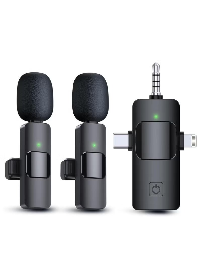 BOYA 3-in-1 Dual Wireless Lavalier Microphone with Universal Receiver, Plug & Play Mini Clip-On Microphone for iPhone, iPad, Android, USB-C, Lightning, 3.5mm Camera, Laptop and PC, Noise Reduction Mic for YouTube, TikTok, Podcast, Interview, Live Streaming and Video Recording - Image 1