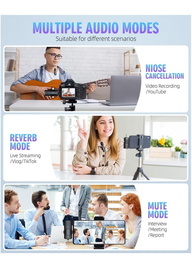 BOYA 3-in-1 Dual Wireless Lavalier Microphone with Universal Receiver, Plug & Play Mini Clip-On Microphone for iPhone, iPad, Android, USB-C, Lightning, 3.5mm Camera, Laptop and PC, Noise Reduction Mic for YouTube, TikTok, Podcast, Interview, Live Streaming and Video Recording - Image 3