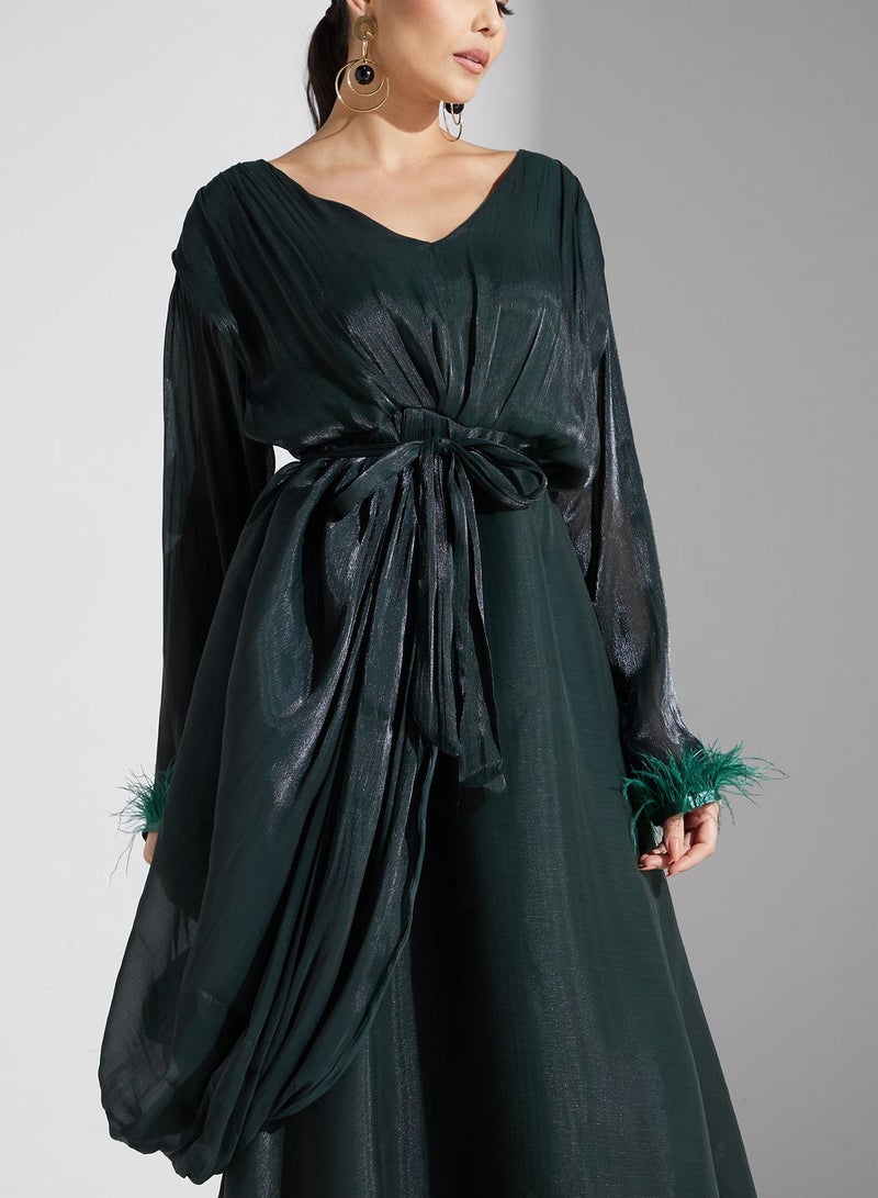 hayas closet Feather Cuff Maxi Dress - Image 3
