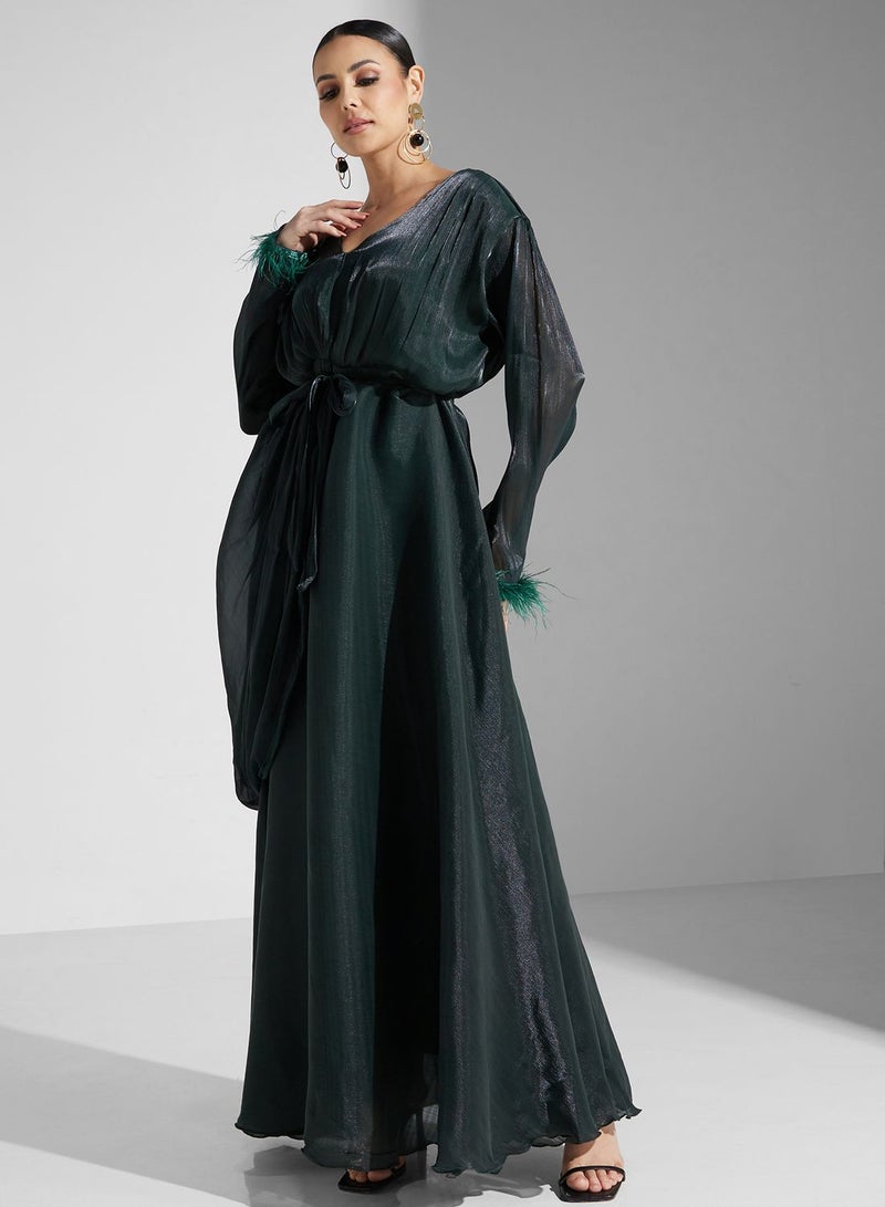 hayas closet Feather Cuff Maxi Dress - Image 4