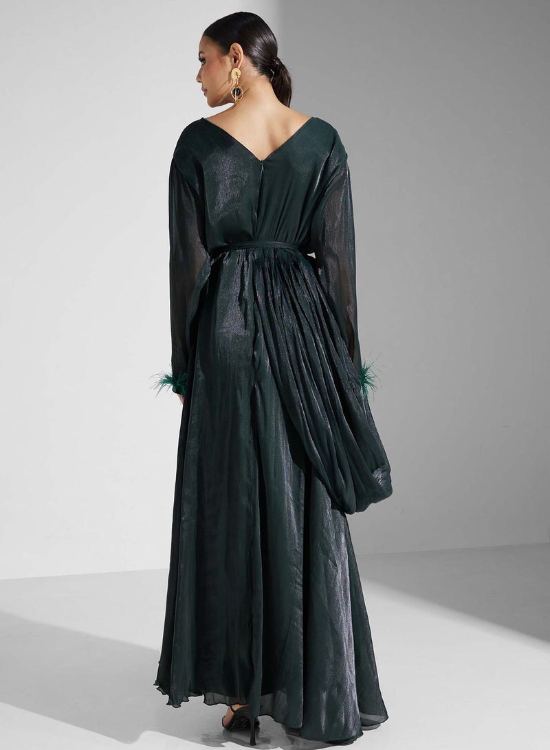 hayas closet Feather Cuff Maxi Dress - Image 2