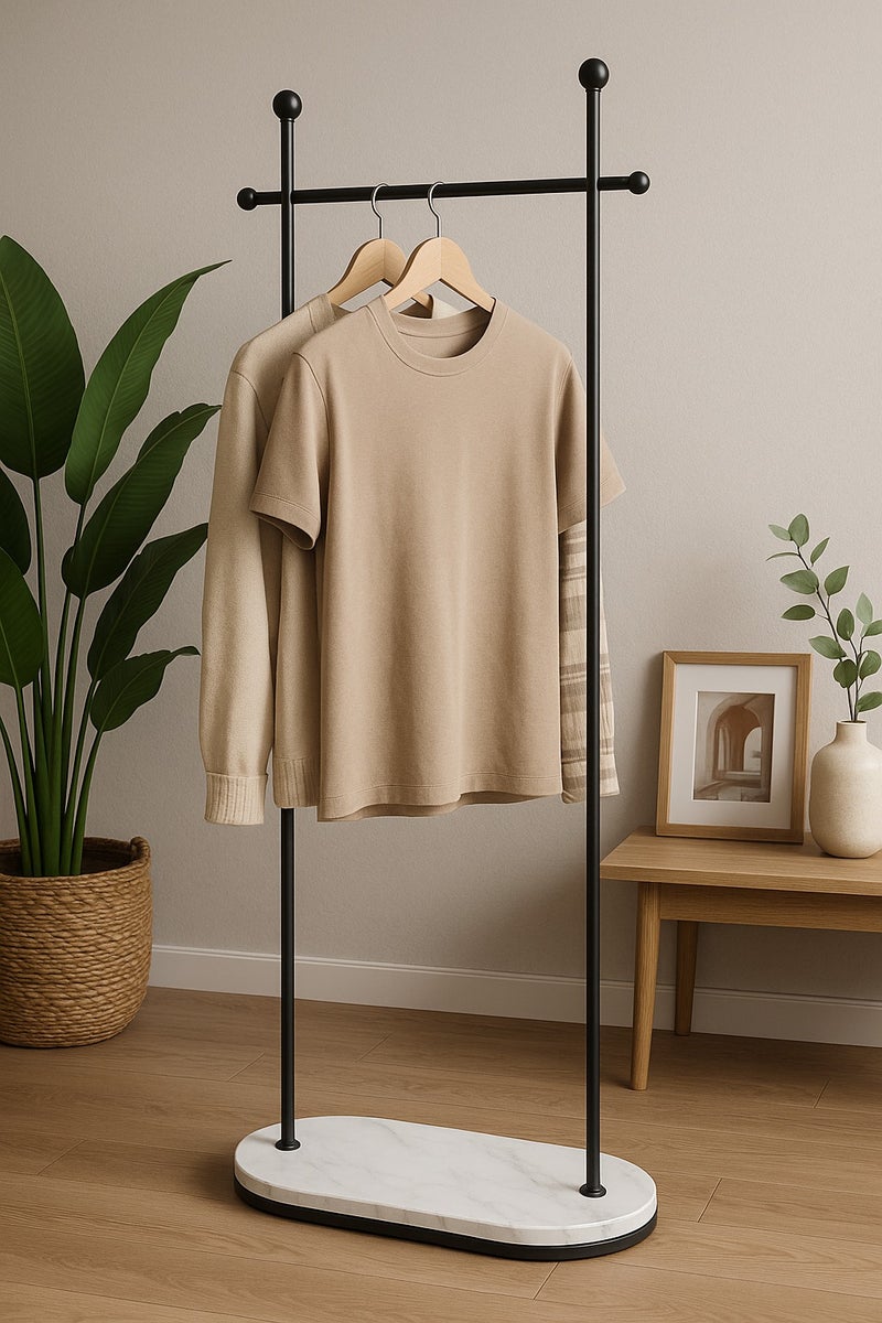Black Metal Clothes Organizer and Clothes Rack