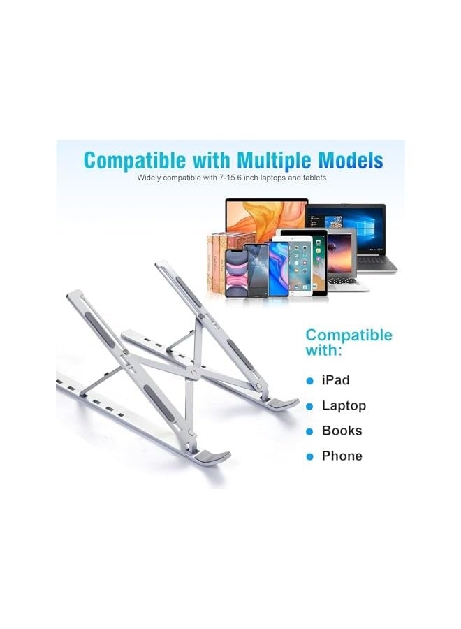 Laptop Stand for Desk, Adjustable Laptop Riser ABS+Silicone Foldable Portable Laptop Holder, Ventilated Cooling Notebook Stand for MacBook Pro Air, Lenovo, Dell, HP, Laptops,Tablet  - Image 5