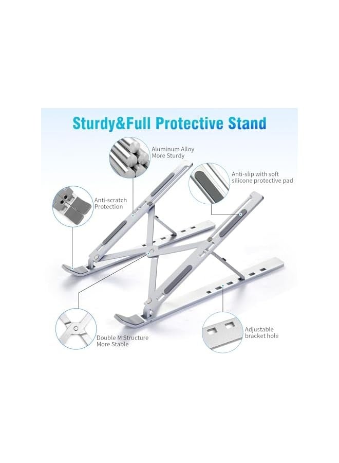 Laptop Stand for Desk, Adjustable Laptop Riser ABS+Silicone Foldable Portable Laptop Holder, Ventilated Cooling Notebook Stand for MacBook Pro Air, Lenovo, Dell, HP, Laptops,Tablet  - Image 2
