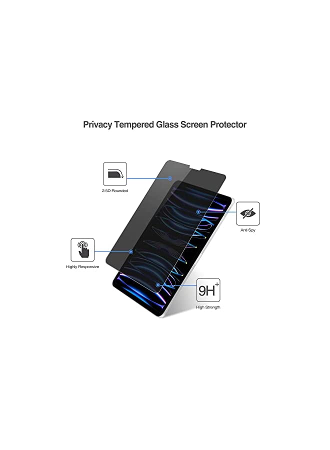 Procases ProCase iPad Pro 11 Inch Privacy Screen Protector 2022 2021 2020 2018, Anti-Spy Tempered Glass Screen Film Guard for Apple iPad Pro 11" 4th 3rd 2nd 1st Generation - Image 5
