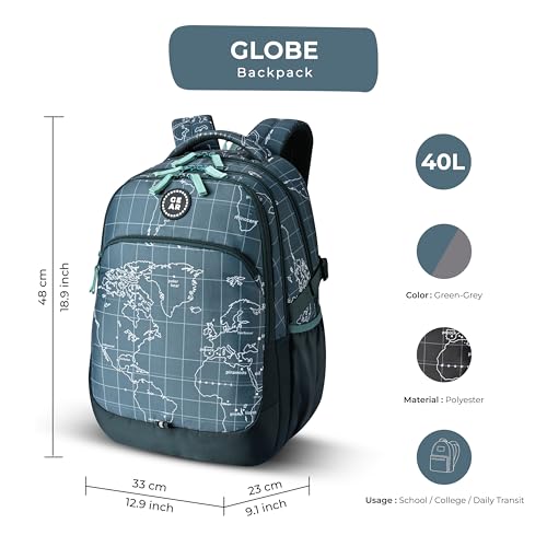 Gear Globe Trotter 4 Compartment Backpack 19"/40L Large Water Resistant School Bag/Casual 4 Compartment Backpack/Daypack/Kids Bag for Boys/Girls (Green-Mint) - Image 2