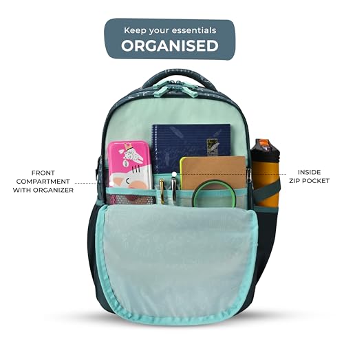 Gear Globe Trotter 4 Compartment Backpack 19"/40L Large Water Resistant School Bag/Casual 4 Compartment Backpack/Daypack/Kids Bag for Boys/Girls (Green-Mint) - Image 5