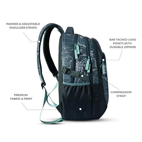 Gear Globe Trotter 4 Compartment Backpack 19"/40L Large Water Resistant School Bag/Casual 4 Compartment Backpack/Daypack/Kids Bag for Boys/Girls (Green-Mint) - Image 3