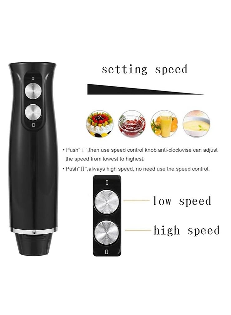 Hand Blender 4-in-1 Immersion Blender Stick Hand Blender 500W Stainless Steel Hand Blender with 2 Speed Control Electric Blenders with 700ml Beaker 500ml Smoothie Baby Food Chopping Bowl - Image 3