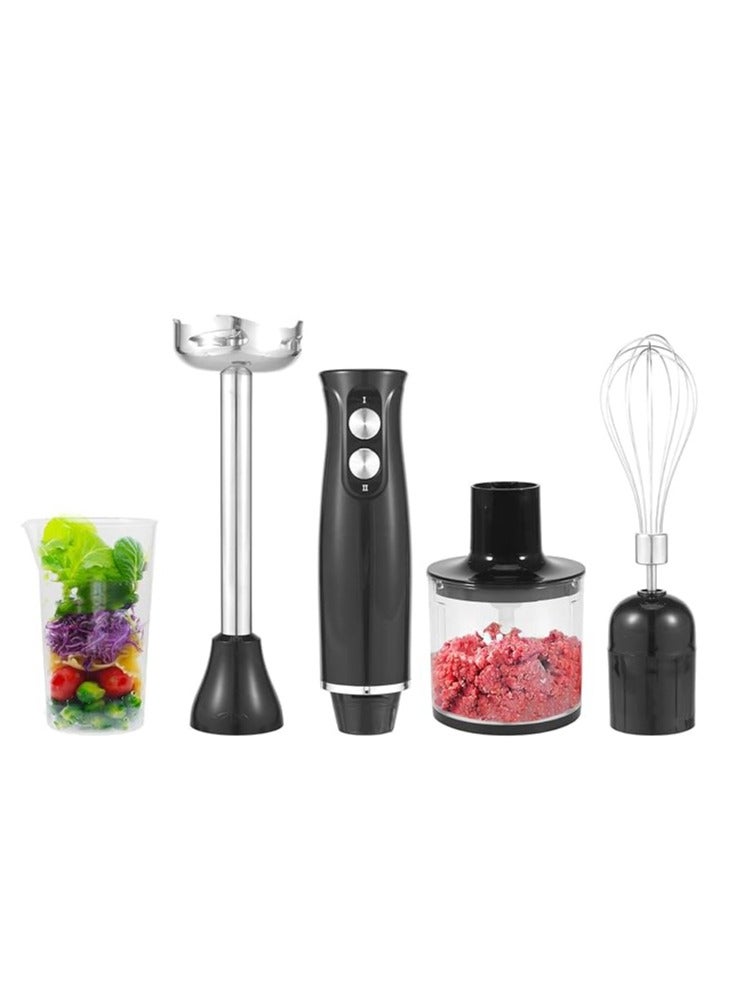 Hand Blender 4-in-1 Immersion Blender Stick Hand Blender 500W Stainless Steel Hand Blender with 2 Speed Control Electric Blenders with 700ml Beaker 500ml Smoothie Baby Food Chopping Bowl - Image 1