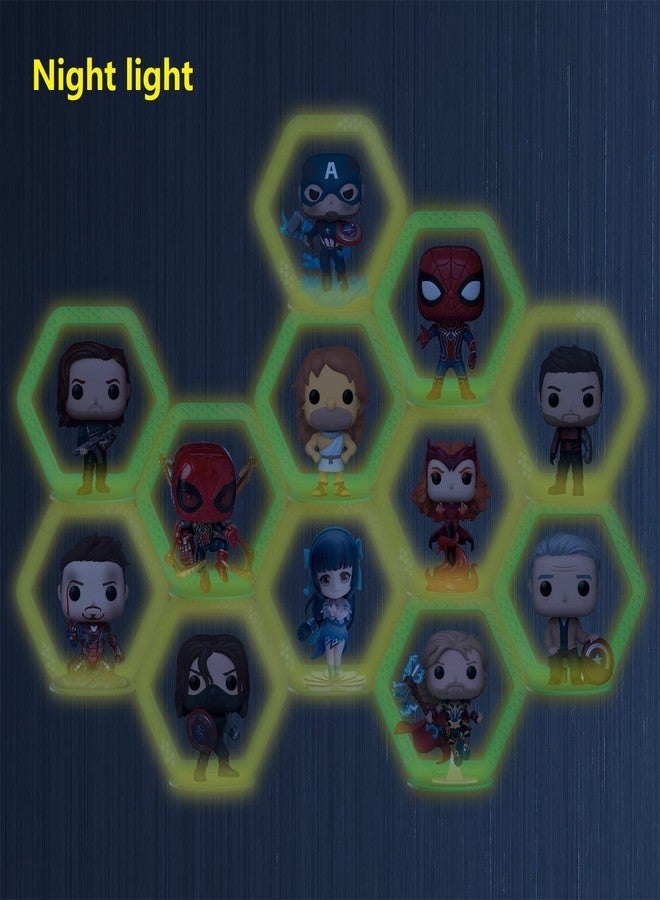 LRANFOW مجموعة LRANFOW المكونة من 12 رف عرض لعرض مجسمات Funko Pop أو غيرها من مجسمات Pop، مثبتة على الحائط وتضيء في الليل - Image 2