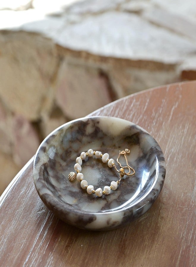 ZSHAWN Natural Marble Ring Dish Jewelry Tray – 5.5" Trinket Dish for Rings Earrings Necklace, Scratch-Resistant Vanity Organizer, Elegant Gift for Women (Calacatta Viola) - Image 5