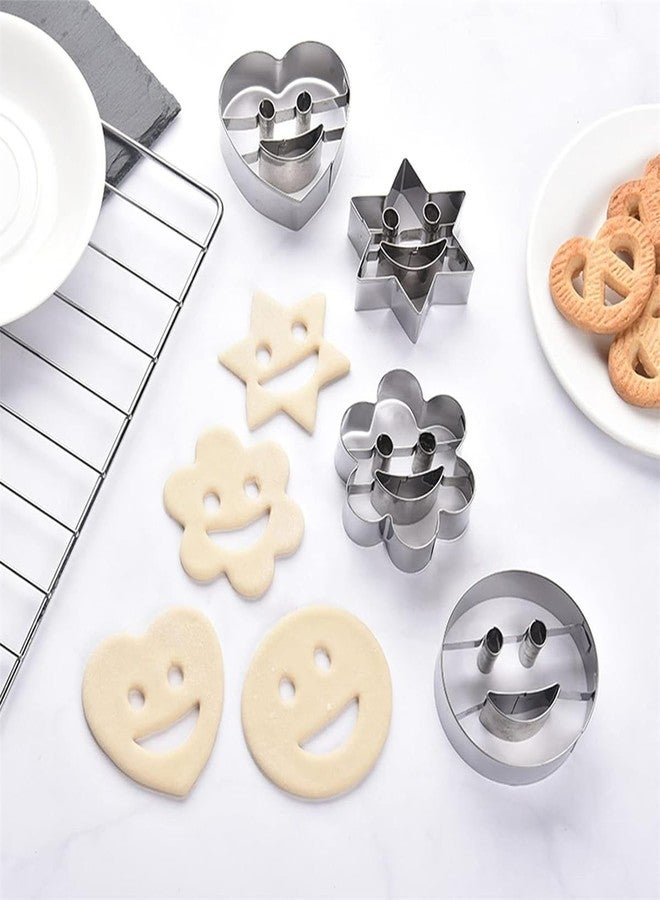 Much Hotter Smiley face stainless steel cookie mold 3D cake mold,4 Pcs Cutters Diy Cookie Cutters Cookie Making Tool Holiday Cookie Cutter Cookie Cutters for Baking Cookie Cutters Metal Cookie Mold Baking Tool - Image 4