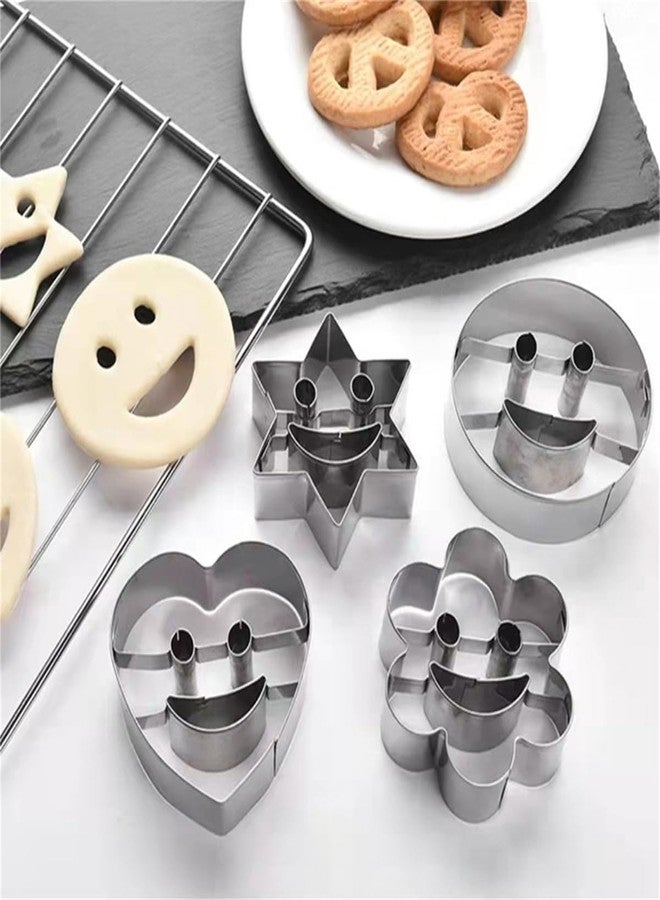 Much Hotter Smiley face stainless steel cookie mold 3D cake mold,4 Pcs Cutters Diy Cookie Cutters Cookie Making Tool Holiday Cookie Cutter Cookie Cutters for Baking Cookie Cutters Metal Cookie Mold Baking Tool - Image 3