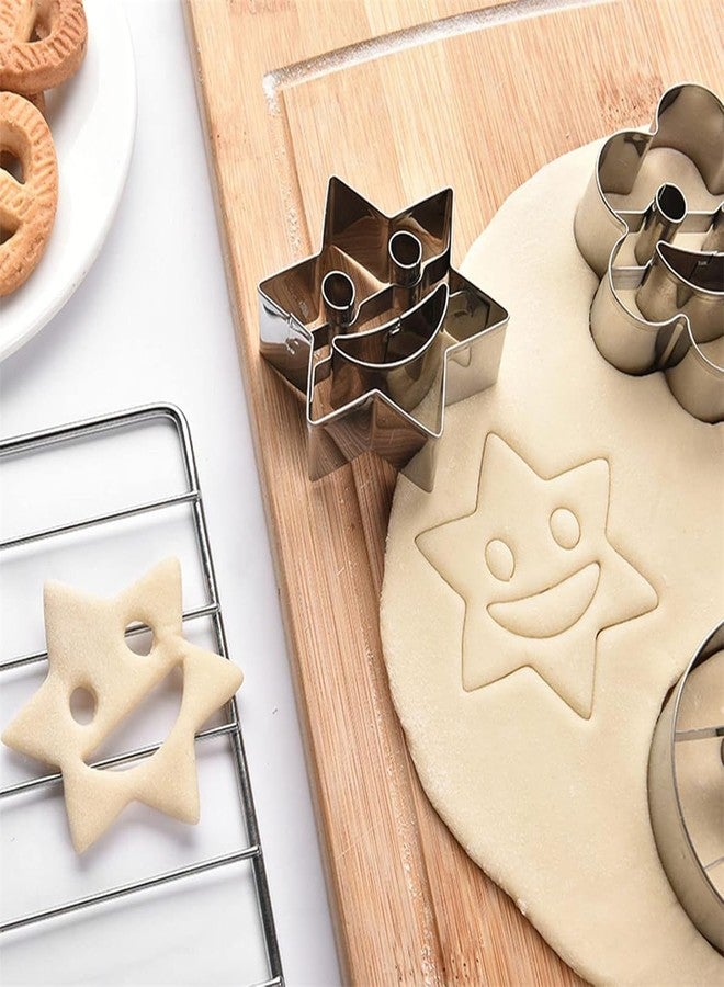 Much Hotter Smiley face stainless steel cookie mold 3D cake mold,4 Pcs Cutters Diy Cookie Cutters Cookie Making Tool Holiday Cookie Cutter Cookie Cutters for Baking Cookie Cutters Metal Cookie Mold Baking Tool - Image 5