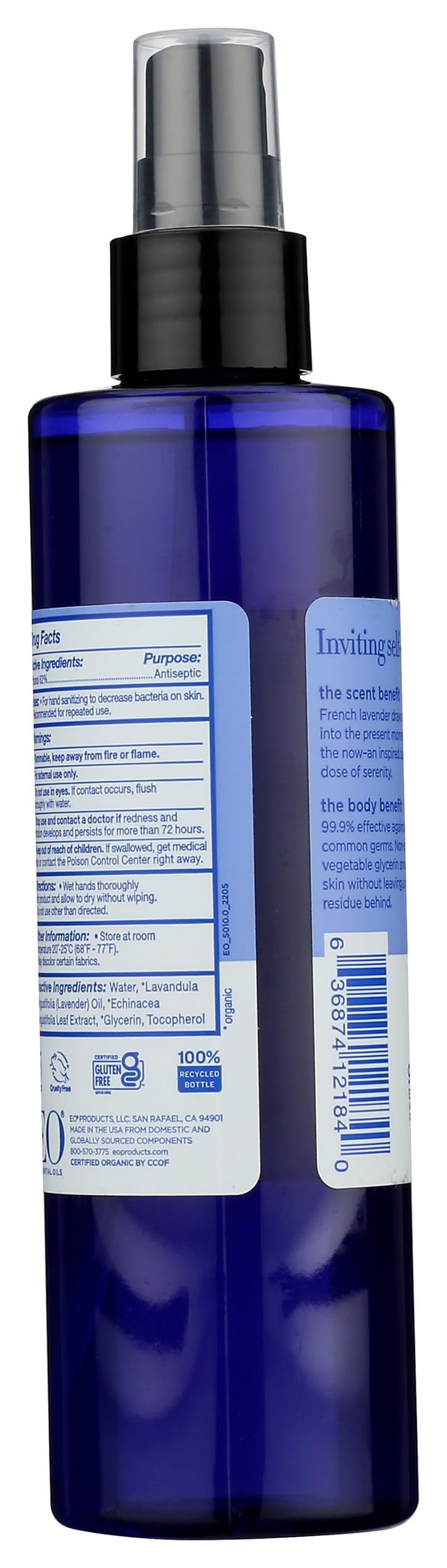 EO Organic French Lavender Hand Sanitizer Spray, 8 FZ - Image 2