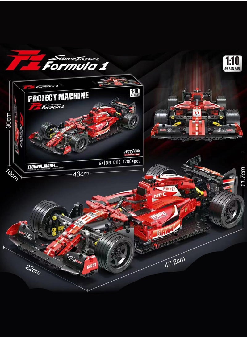 F1 Racing Car - Red Assembling Building Blocks 1:10 Sports Car Building Block Toy Model 
