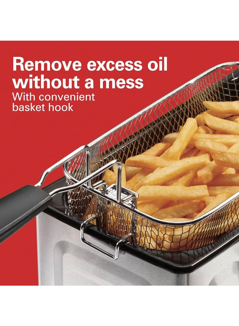 ريفورا مقلاة عميقة من الفولاذ المقاوم للصدأ، خزان زيت قابل للفصل، ترموستات قابل للتعديل، سلة مقلاة حديدية مطلية بالنيكل، قاعدة مضادة للانزلاق | مثالية للبطاطس المقلية وأجنحة الدجاج بقوة 2000 وات وسعة 3 لتر - Image 4