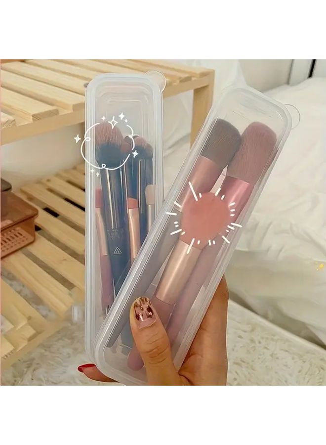 3 قطع حافظة فرشاة مكياج سفر بلاستيكية شفافة محمولة لفرشاة الأسنان وفرش المكياج - Image 2