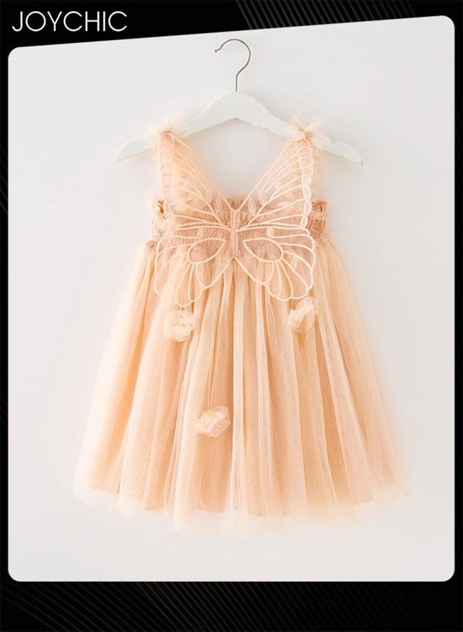 Joychic Girls Summer Sleeveless Breathable and Beautiful Tulle Tutu Dress Butterfly Flower Print  Dress  - Image 1