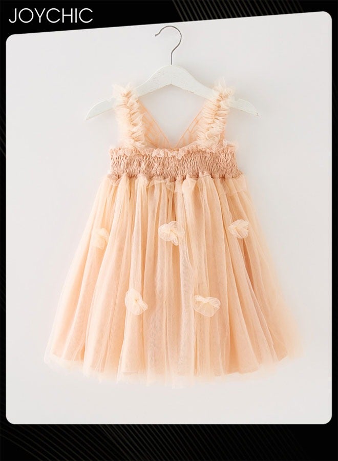 Joychic Girls Summer Sleeveless Breathable and Beautiful Tulle Tutu Dress Butterfly Flower Print  Dress  - Image 2