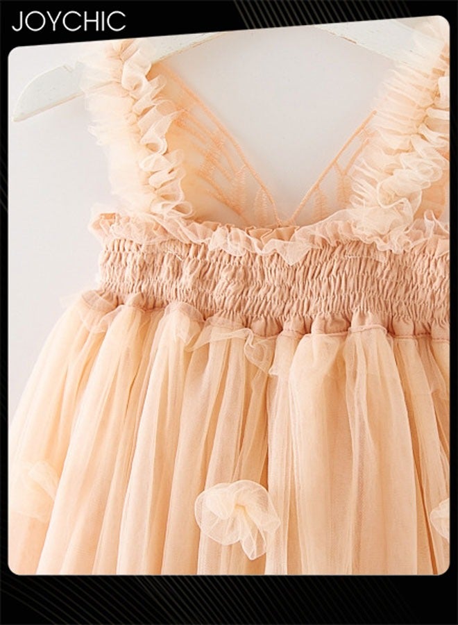 Joychic Girls Summer Sleeveless Breathable and Beautiful Tulle Tutu Dress Butterfly Flower Print  Dress  - Image 3