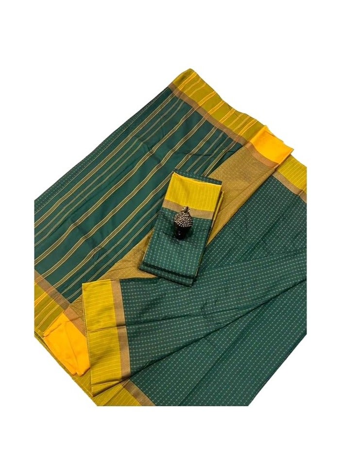 مملكة الإكسسوارات ساري نسائي من الحرير الناعم المنسوج مع قطعة بلوزة_حجم حر - Image 2