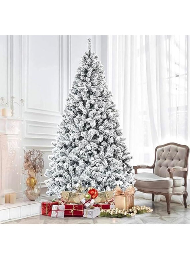 6ft Snow Flocked Artificial Christmas Tree with Metal Stand (160cm) - Image 2