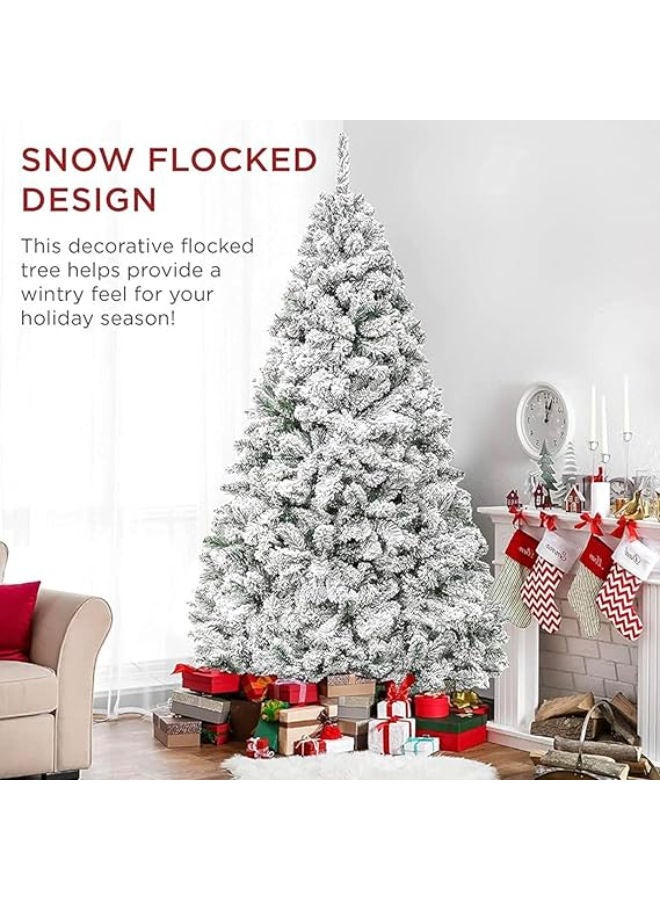6ft Snow Flocked Artificial Christmas Tree with Metal Stand (160cm) - Image 3