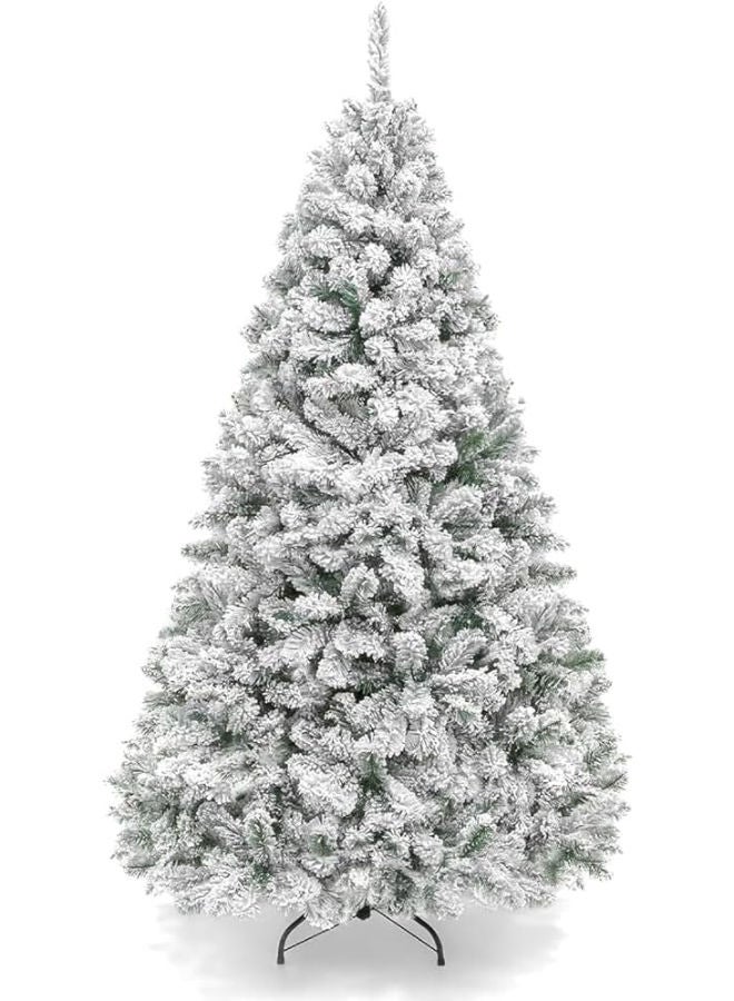 6ft Snow Flocked Artificial Christmas Tree with Metal Stand (160cm) - Image 1