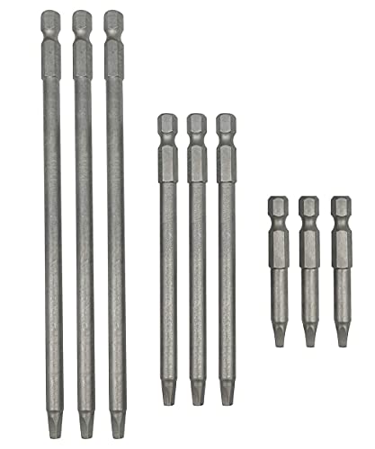 Saipe Set of 9 Pieces Magnetic SQ2 Square Head Screwdriver Bits 1/4 Inch Hex Shank Square Drive Bit Security Electric Screw Driver Drill Bit for Electric Hand Screwdrivers, 50/100/150mm Length - Image 1