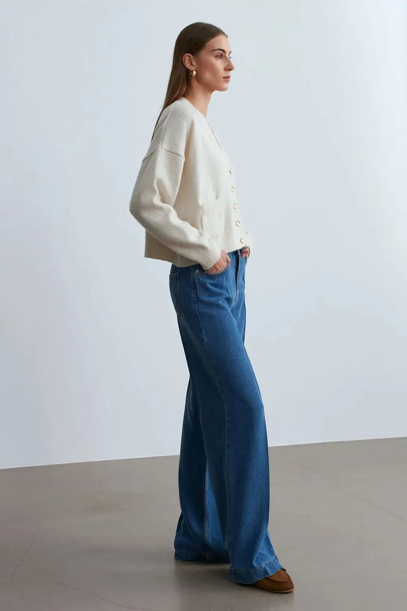 DILVIN High-Waist Wide-Leg Tencel Jeans